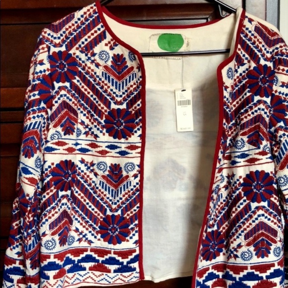 NWT anthropology embroidered jacket